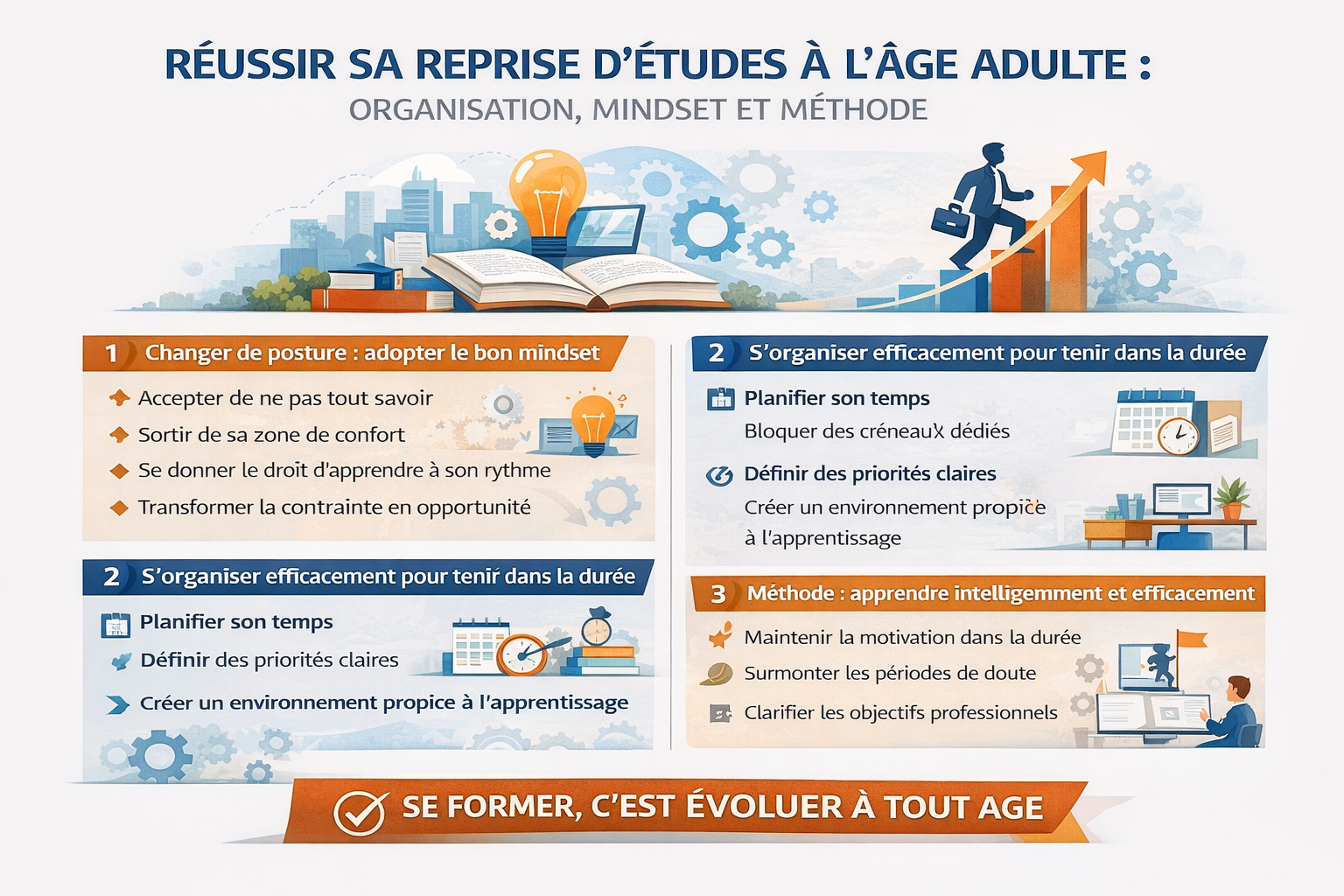 Réussir sa reprise d’études à l’âge adulte : organisation, mindset et méthode